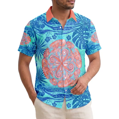 Tropical Hibiscus Plumeria Blooms Palm Monstera Leaves Ocean Waves Vacation Gift Hawaiian Shirt