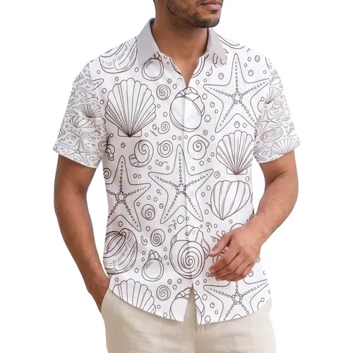 Starfish Conch Scallop Clam Shells Coastal Living Gift for Beach Lover Hawaiian Shirt