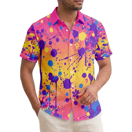 Vibrant Tropical Splatter Drip Organic Shapes - Summer Beach Vacation Lifestyle Hawaiian Shirt