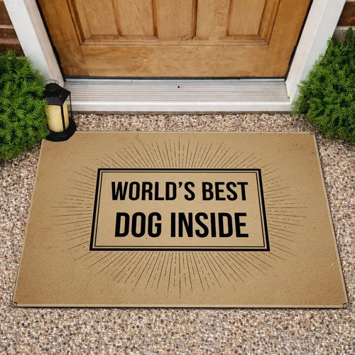 World's Best Dog Inside Text Framed Tan Entryway Decor for Dog Owners Doormat