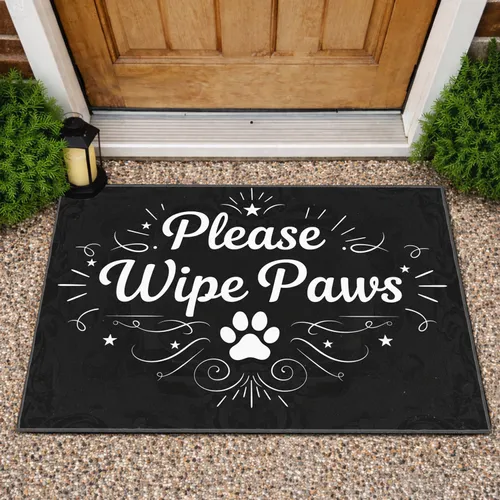Please Wipe Paws Paw Print Stars - Pet Lover Entryway Decor Gift Doormat