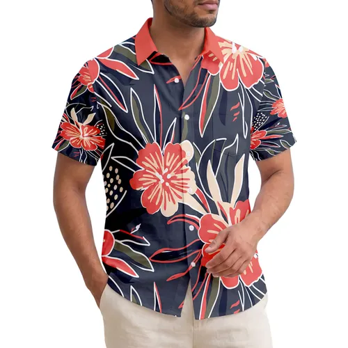 Dense Broad Petal Tropical Flowers Foliage Dot Clusters - Home Decor Gift Hawaiian Shirt