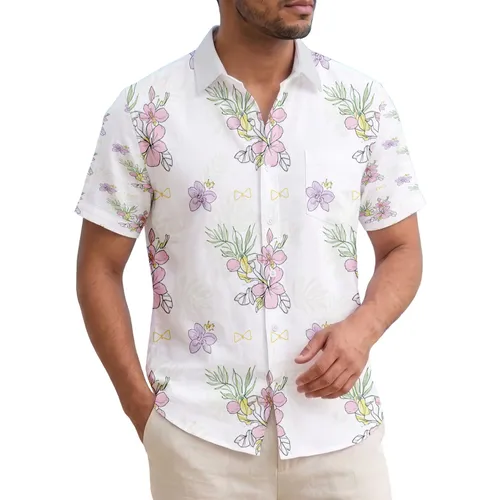 Delicate Tropical Blossoms Leaves Tiny Bows - Everyday Island Home Decor Gift Hawaiian Shirt
