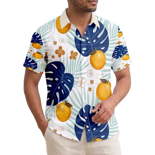 Monstera Venation Leaf Palm Frond Tropical Fruit Four-Petaled Flower - Home Decor Gift Hawaiian Shirt