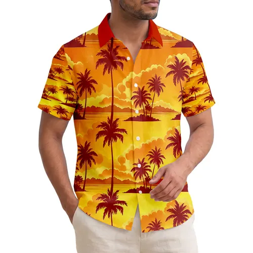 Crisp Silhouette Palm Trees Fiery Sky Tropical Horizon - Home Decor Gift Hawaiian Shirt