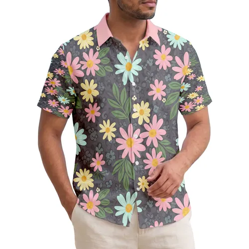 Tropical Daisy Aster Blossoms Leaves - Home Decor Gift for Flower Lovers Hawaiian Shirt