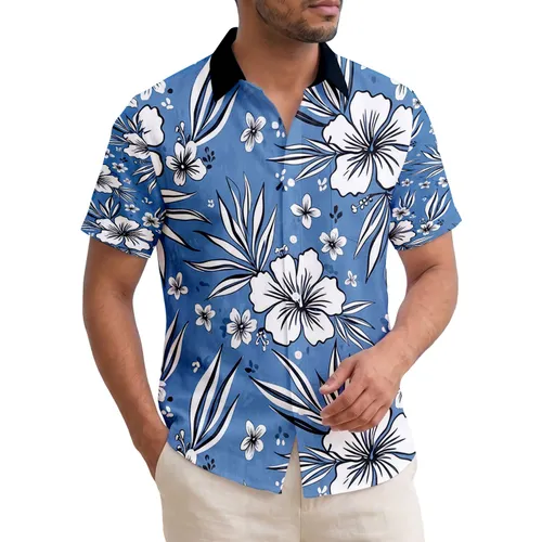 All-Over Tropical Hibiscus Flowers Leaves - Everyday Tropical Lifestyle Gift Hawaiian Shirt