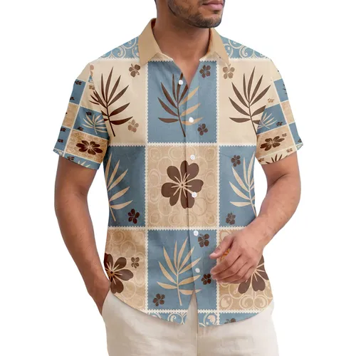 Tropical Botanical Pointed Leaves Quatrefoil Swirling Moroccan Tile Home Decor Gift Hawaiian Shirt