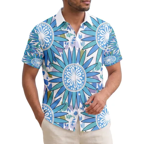 Spiky Petal Tropical Flowers Broad Leaves - Island Vacation Travel Gift For Beach Lovers Hawaiian Shirt