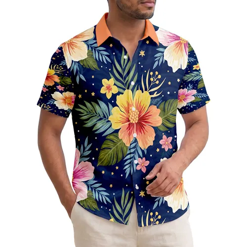 Multi-Petal Hawaiian Flowers Lush Tropical Leaves Foliage - Island Living Gift Hawaiian Shirt