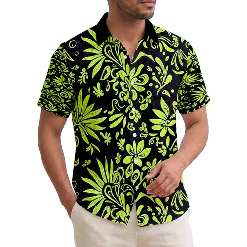Radiating Tropical Leaves Floral Forms Swirling Tendrils - Home Decor Gift Hawaiian Shirt