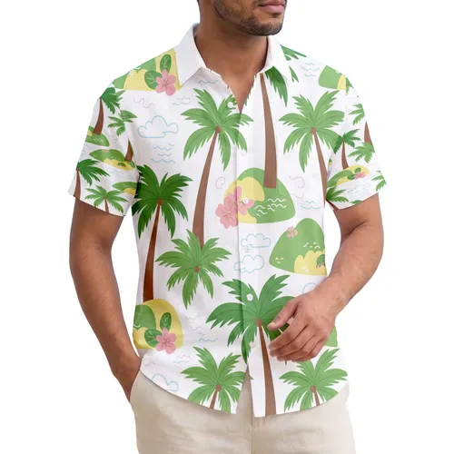 Palm Trees Island Clouds Tropical Flowers Vacation Lifestyle Gift for Island Lovers Hawaiian Shirt
