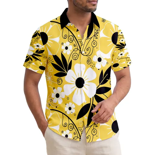 Large Flowers Bold Leaves Branches Stems - Home Decor Gift Hawaiian Shirt