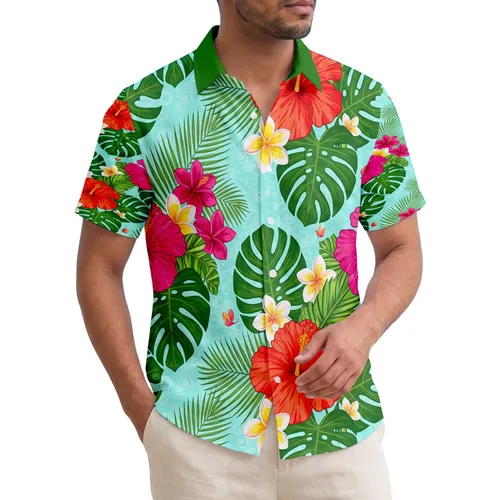 Vibrant Hibiscus Frangipani Lush Tropical Leaves - Tropical Home Decor Gift Hawaiian Shirt