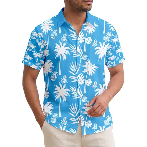 Palm Trees Tropical Leaves Floral Elements - Home Decor Gift Hawaiian Shirt