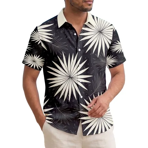 Segmented Tropical Palm Fronds Leaf Shapes - Tropical Vacation Lifestyle Home Decor Gift Hawaiian Shirt