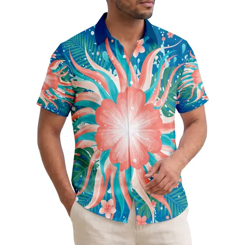 Tropical Floral Hibiscus Plumeria Monstera Palm - Everyday Lifestyle Home Decor Hawaiian Shirt