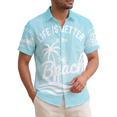 Palm Tree Ocean Waves Life Is Better Beach - Tropical Vacation Gift for Beach Lover Hawaiian Shirt