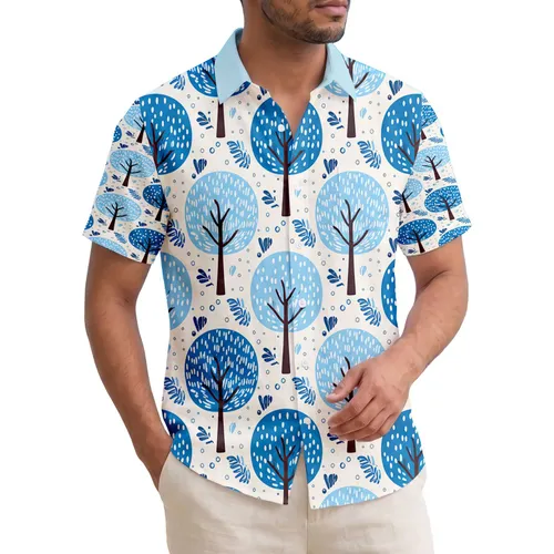 Tropical Island Trees Blue Foliage Leaves - Home Decor Gift Hawaiian Shirt