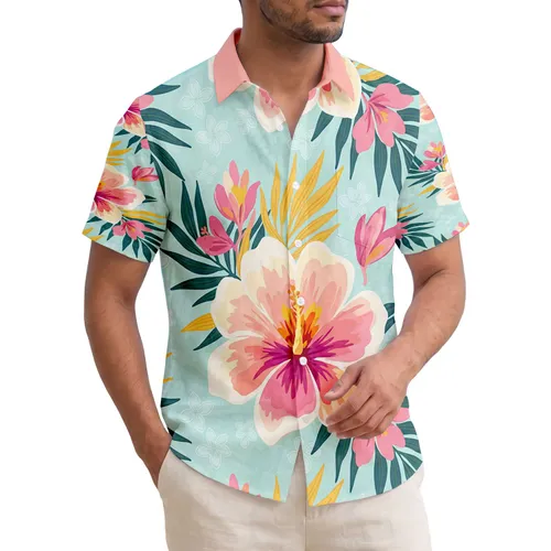 Hawaiian Layered Petal Flowers Veined Leaves Buds - Vacation Home Decor Gift Hawaiian Shirt