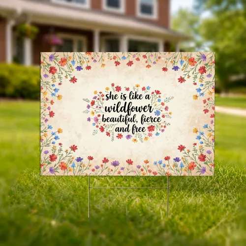 Beautiful Fierce Free Wildflower Field Quote Farmhouse Home Decor Gift For Her Yard Sign