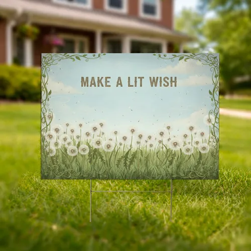 Fluffy Dandelion Seed Field Make A Lit Wish Rustic - Outdoor Garden Decor Gift Yard Sign
