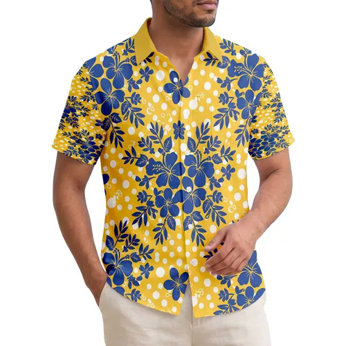 Tropical Flowers Blossoms Leaves Branches Polka Dots - Home Decor Gift Hawaiian Shirt