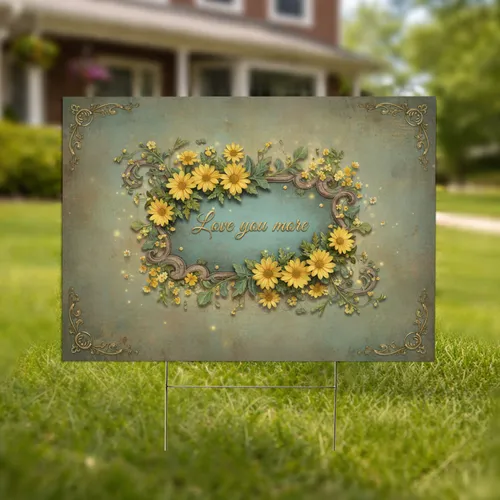 Love You More Plaque Yellow Daisy Flowers Vines - Home Decor Gift Yard Sign