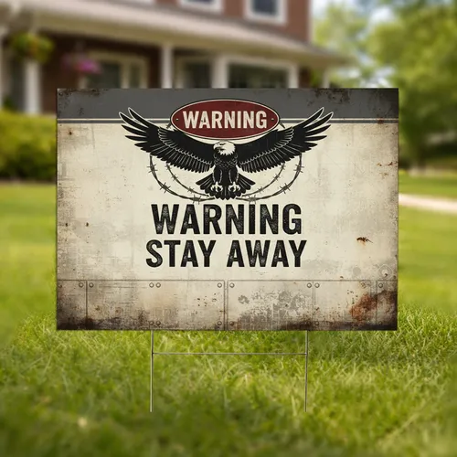 Bald Eagle Warning Stay Away Sign Weathered - Property Security Outdoor for Homeowners Yard Sign