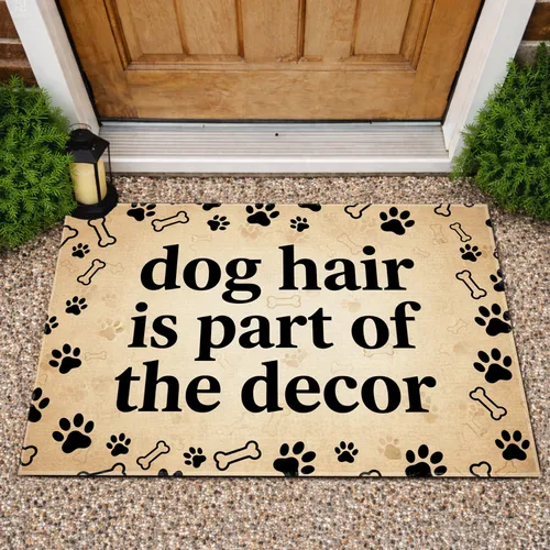 Dog Hair Decor Phrase Paw Prints Bones - Pet Home Decor Gift for Dog Lovers Doormat