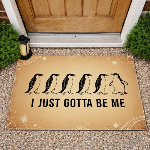 Penguin 'I Just Gotta Be Me' Home Decor Gift for Penguin Lovers Doormat
