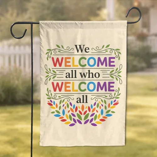 Welcome All Message Leaf Sprigs - Home Decor Gift Garden Flag