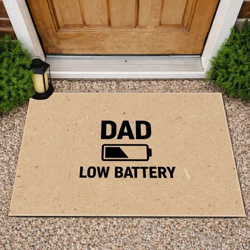 DAD Black Outline Low Battery Icon - Fathers Day Gift Home Decor for Dad Everyday Use Doormat