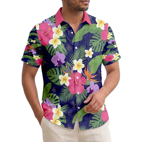 Hibiscus Plumeria Orchid Bird of Paradise Tropical Leaves - Tropical Lifestyle Gift Hawaiian Shirt