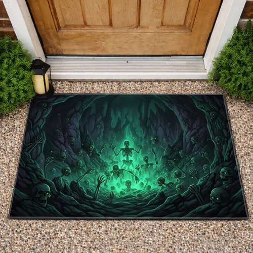 Glowing Skeleton Abyss Underworld - Home Decor Gift for Horror Fan Doormat