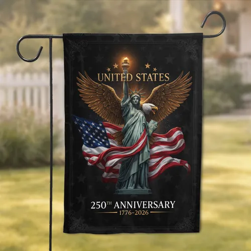 Statue of Liberty Bald Eagle American Flag 250th Anniversary 1776-2026 for Veterans Garden Flag