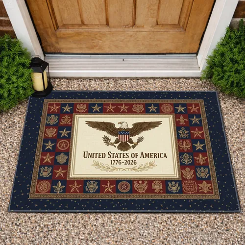 Bald Eagle American Shield 1776-2026 USA 250th Anniversary Independence Day Gift Doormat