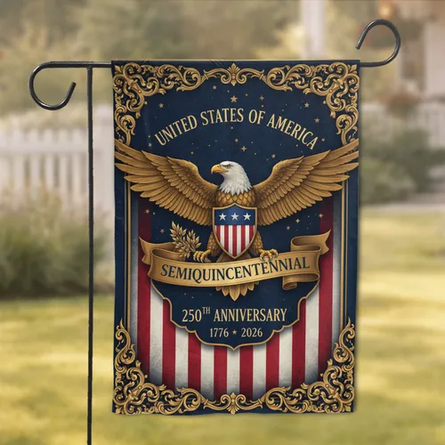 Bald Eagle Patriotic Shield 1776-2026 - United States 250th Anniversary Semiquincentennial Garden Flag
