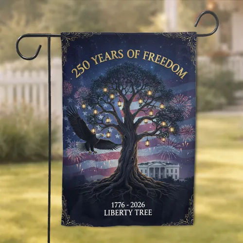 250 Years of Freedom Liberty Tree Bald Eagle White House - USA 250th Anniversary Garden Flag