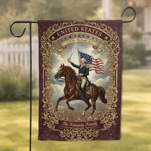 George Washington Betsy Ross Flag Horse - USA 250th Anniversary Custom Family Gift Garden Flag