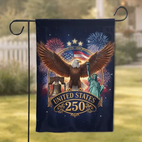 Bald Eagle Liberty Bell Statue of Liberty - USA 250th Anniversary Independence Day Garden Flag