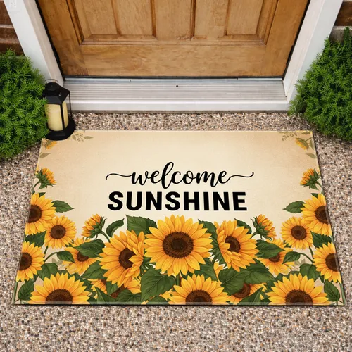 Welcome Sunshine Sunflowers - Farmhouse Decor Gift Doormat