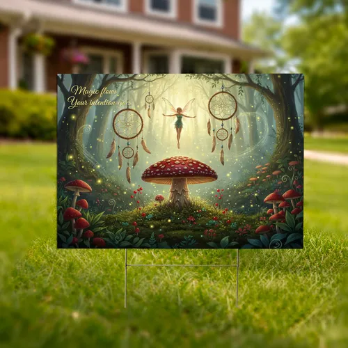 Luminous Fairy Toadstool Dreamcatcher Glowing Forest - Home Decor Gift for Fairy Lovers Yard Sign