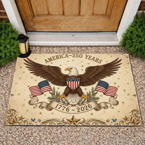 Bald Eagle American Flag 1776-2026 USA 250th Anniversary Independence Day for Veterans Doormat