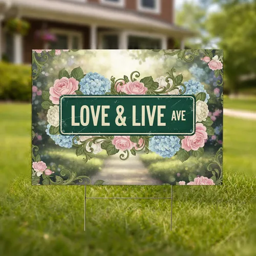 LOVE & LIVE AVE Street Sign Garden Floral - Home Decor Gift for Gardeners Yard Sign