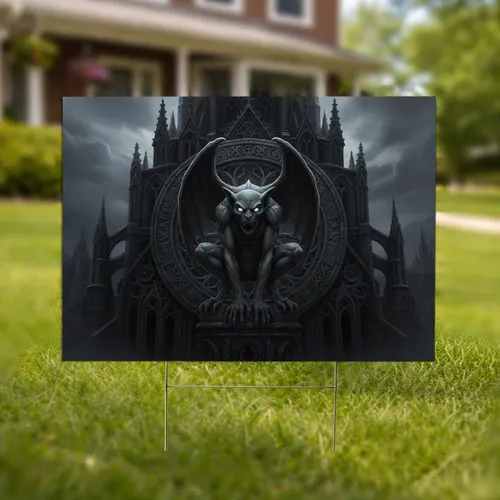 Gothic Gargoyle Statue Castle - Halloween Decor Gift Yard Sign
