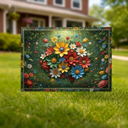 Glossy Ceramic Garden Flowers - Outdoor Decor Gift for Garden Lover Yard Sign