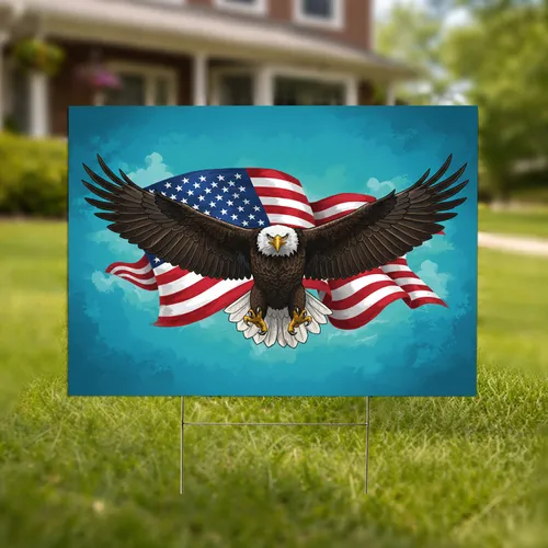 Bald Eagle American Flag Independence Day Patriotic Display for Veterans Yard Sign