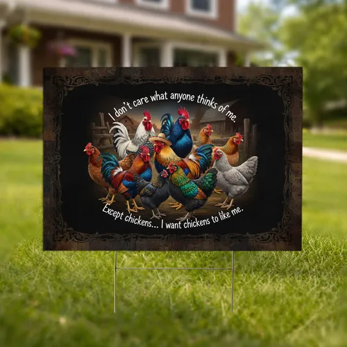 Chickens Roosters 'I Want Chickens to Like Me' Quote - Farmhouse Home Decor Gift Yard Sign