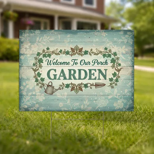 Welcome To Our Porch Garden Botanical Ivy - Home Decor Gift for Garden Lover Yard Sign